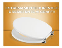 Copri Water Sedile WC Universale MDF Cerniere Metalliche Soft Close Rallentato