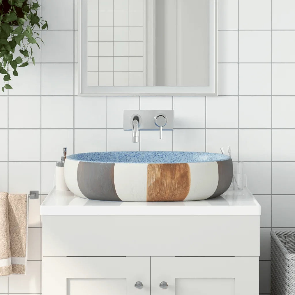Lavabo da Appoggio Multicolore Ovale 59x40x14 cm Ceramica CFW2178992