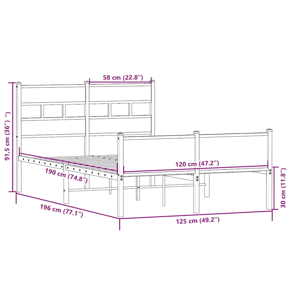 Giroletto senza Materasso-Struttura Letto Rovere Sonoma 120x190cm in Truciolato 994339