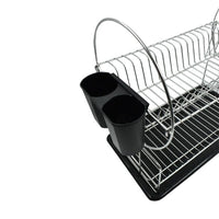 Scolapiatti 2 Ripiani Con Vassoio D'appoggio e Portaposate (51x24x36cm) Cromo