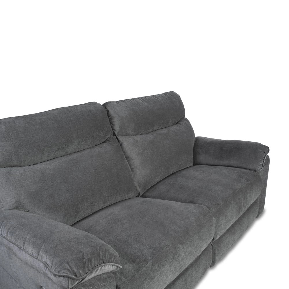 Divano 3 posti recliner elettrico tessuto grigio Boston 200x100x102H