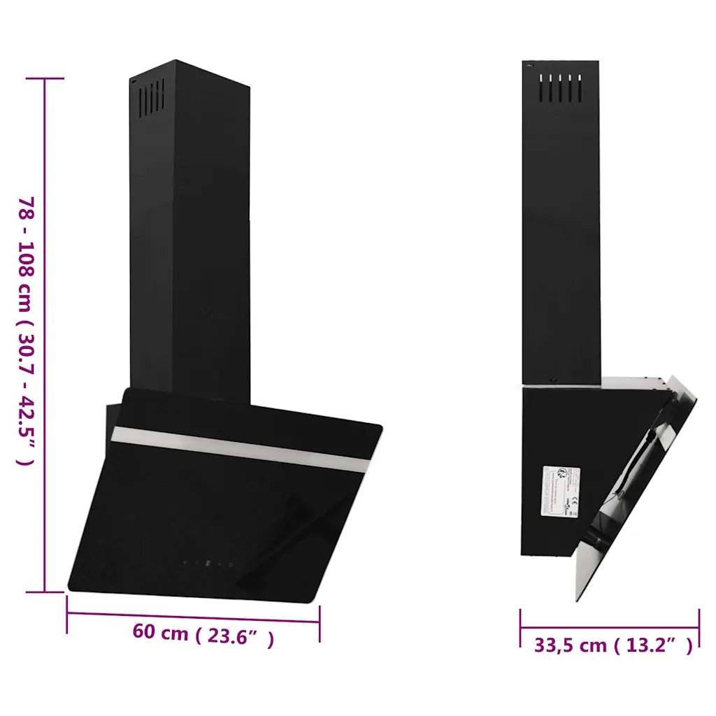 Cappa a Parete 60 cm in Acciaio e Vetro Temperato Nero CFW5749574