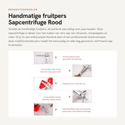 Sapcentrifuga manuale - Rood - Multifunzionale - Adatto per arance e limoni - Accessorio per la cucina per uso domestico