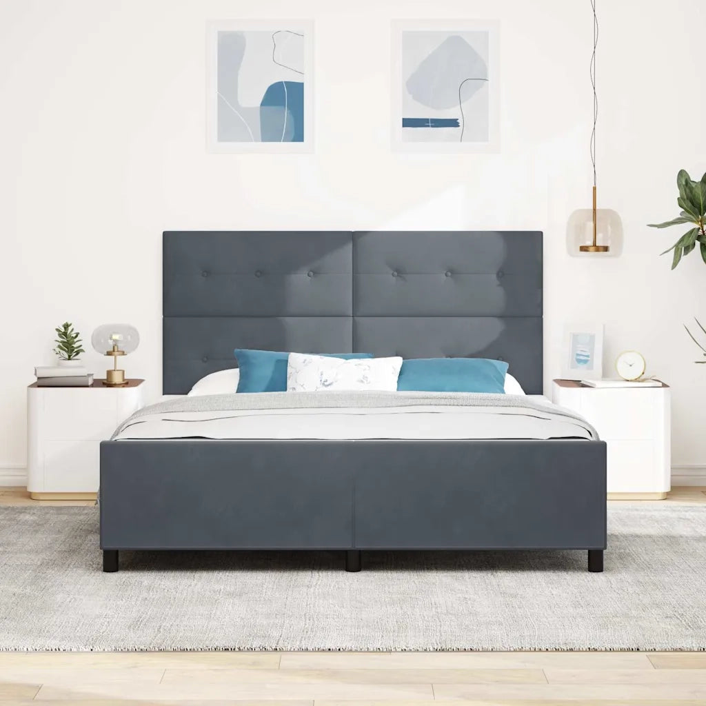 Letto a molle con testiera Grigio scuro 180 x 200 cm Velluto 3345024