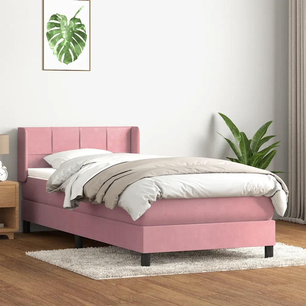 Giroletto a Molle con Materasso Rosa 80x220 cm Velluto 3318140