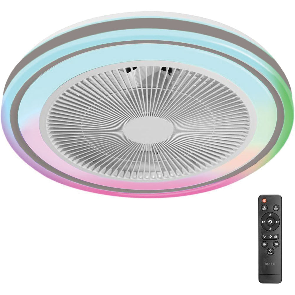 Ventilatore a Soffitto con Lampada Plafoniera LED 3 Velocità Luce RGB 80W Timer