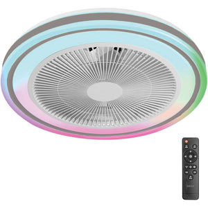 Ventilatore a Soffitto con Lampada Plafoniera LED 3 Velocità Luce RGB 80W Timer