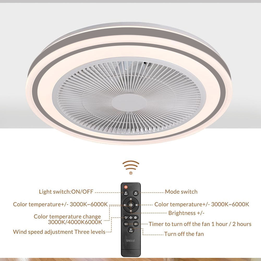 Ventilatore a Soffitto con Lampada Plafoniera LED 3 Velocità Luce RGB 80W Timer