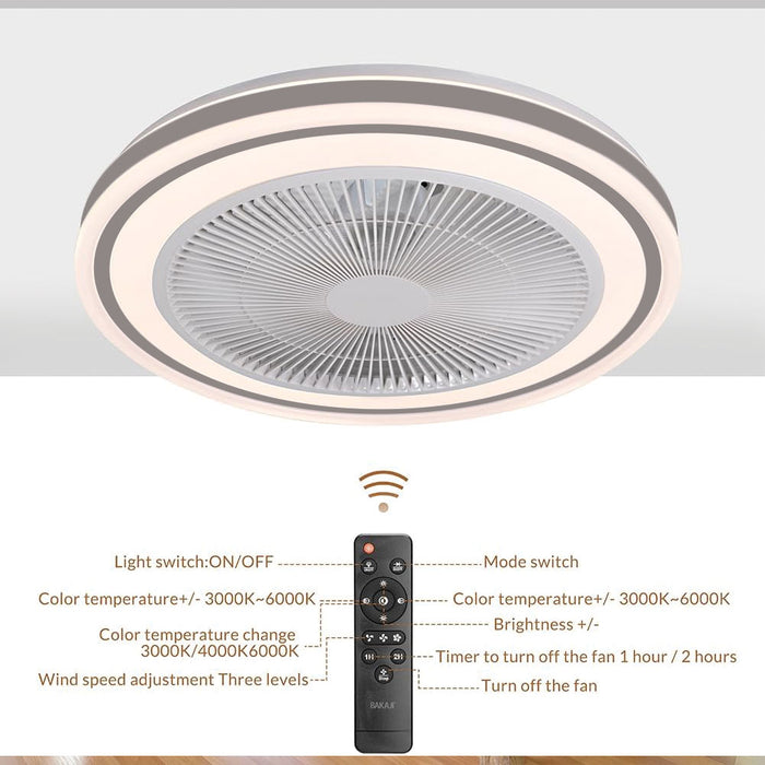 Ventilatore a Soffitto con Lampada Plafoniera LED 3 Velocità Luce RGB 80W Timer