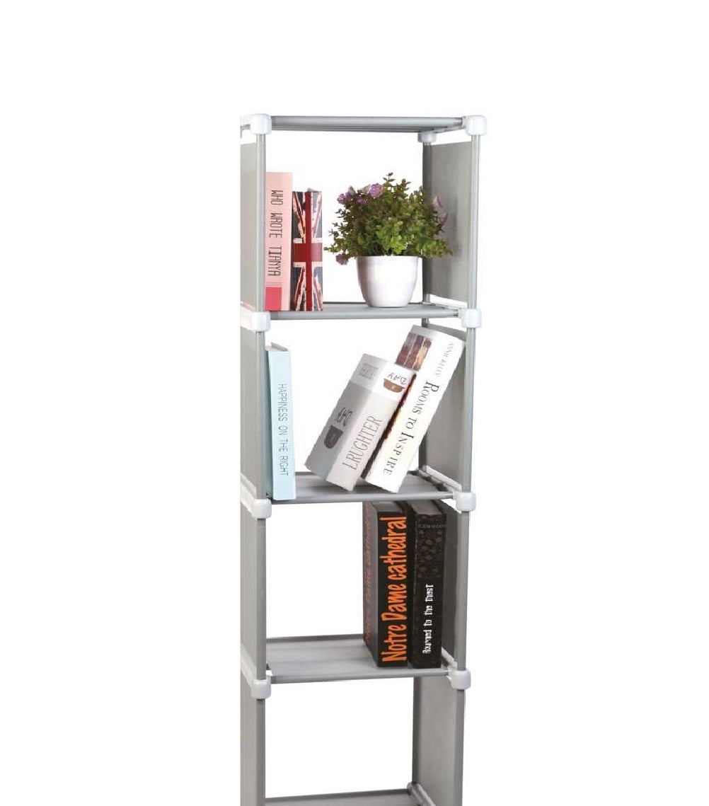 Scaffale Tower 4 Ripiani, Multiuso Salvaspazio in Tnt 32 x 30x h 125 cm Grigio