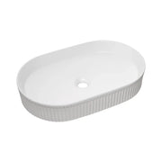 Lavabo da appoggio ovale 56x36 cm in ceramica bianca lucida
