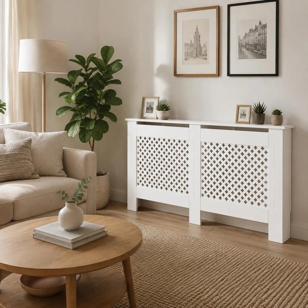 Radiator Cover, White, 152x19x81.5 Cm, MDF
