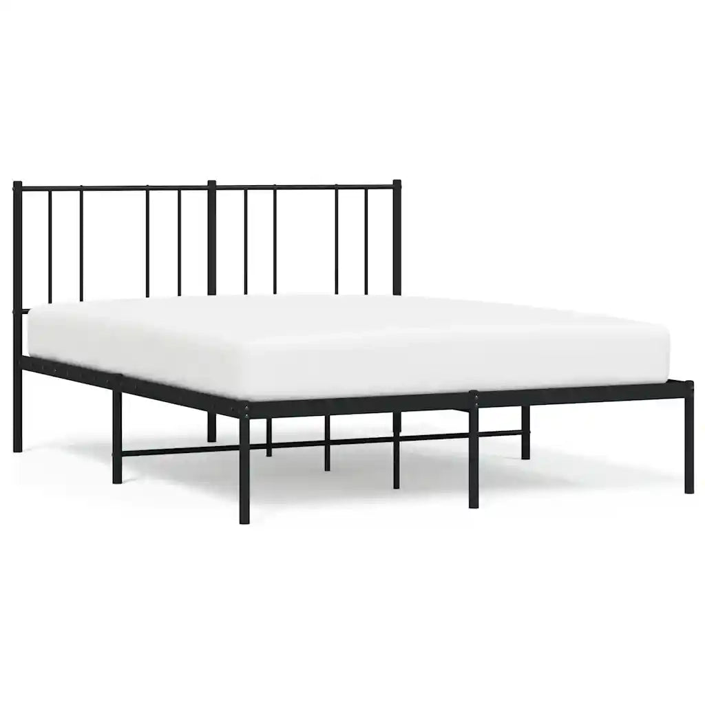 Giroletto con Testiera-Struttura Letto con testiera in Metallo Nero 160x200 cm 561502