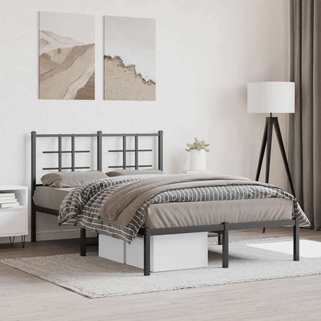 Giroletto con Testiera-Struttura Letto con testiera in Metallo Nero 120x190 cm 107280