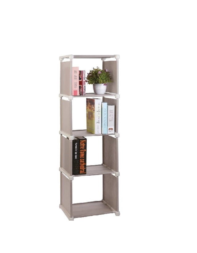 Scaffale Tower 4 Ripiani, Multiuso Salvaspazio in Tnt 32 x 30x h 125 cm Beige