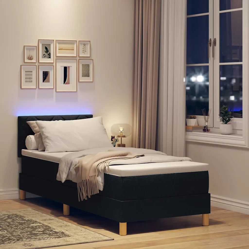 Letto a Sorgente LED con cuscino Nero 80 x 200 cm Tessuto 3342473
