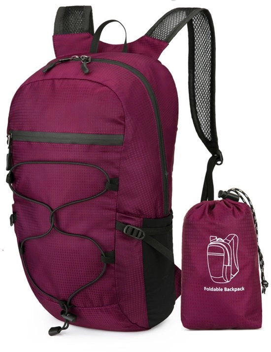 Borsa da viaggio ultraleggera, pieghevole e impermeabile, con tasca di stivaggio, borsa multifunzionale per uso quotidiano, borsa da bicicletta, adatta per attività all'aperto, sport, viaggi, escursioni, campeggio, bicicletta, 20 litri, blu scuro.