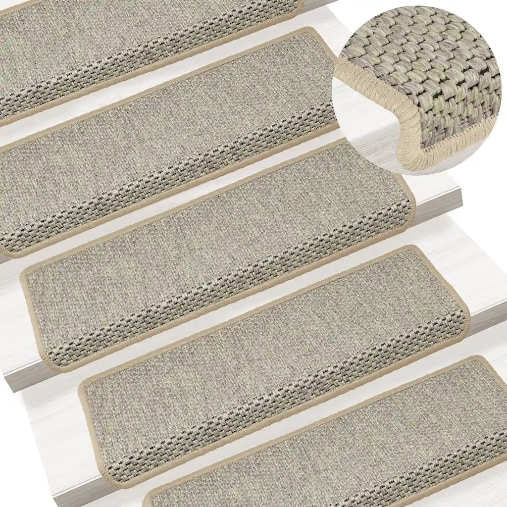Tappeti Autoadesivi Scale Aspetto Sisal 15 pz 65x21x4 cm Verde Chiaro 326887