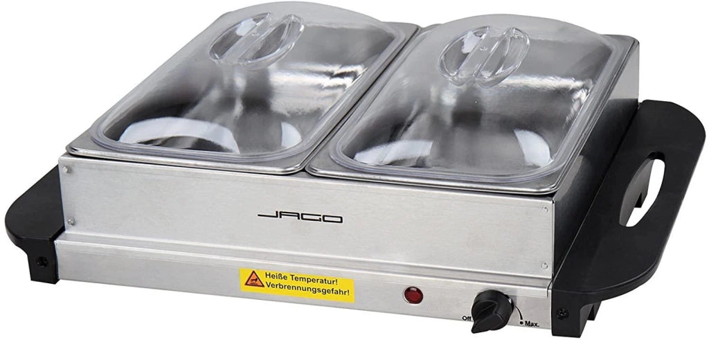 Scaldavivande elettrico 2 x 2,5 litri in acciaio inox mantenimento temperatura coperchi trasparenti scaldavivande scaldavivande 01_0000440