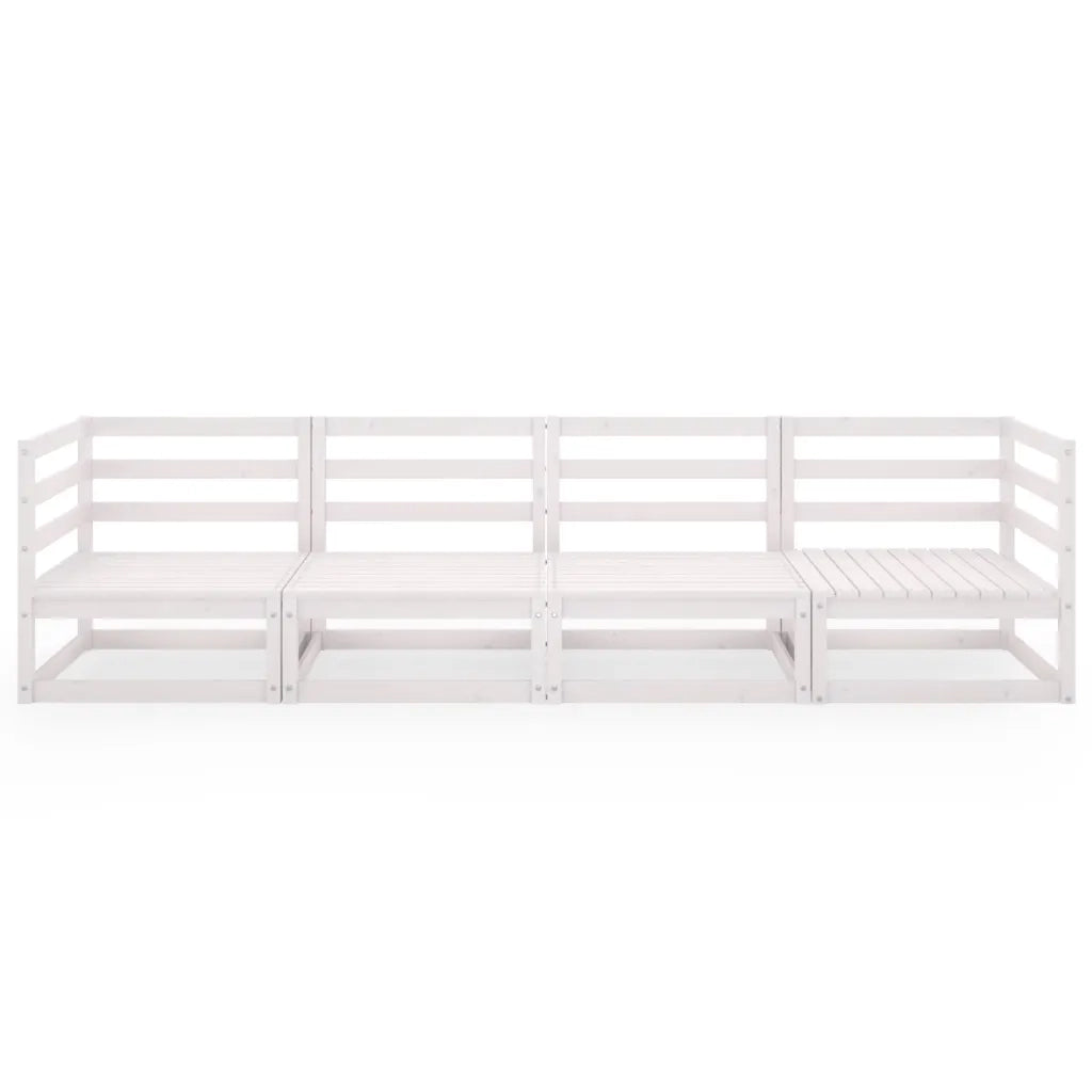 Divano da Giardino a 4 Posti Bianco in Legno Massello di Pinocod mxl 120693