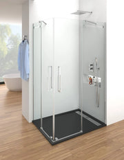 Box doccia ingresso angolare 2+2 in acciaio ELLEGNACE (VETRUM) 100x90 cm