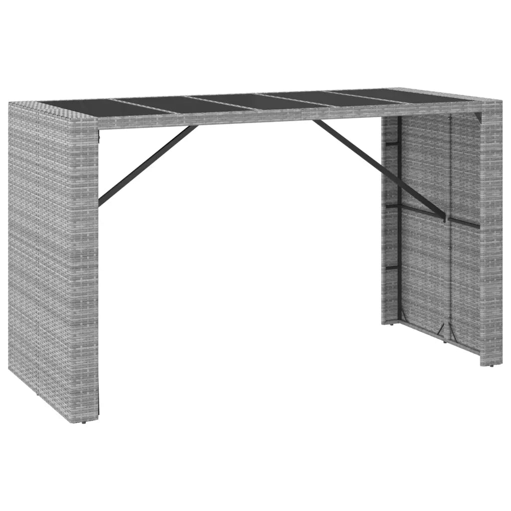 Set Bar da Giardino 9 pz con Cuscini in Polyrattan Grigio 3187630