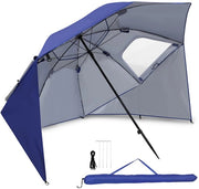 Ombrellone a vento - Struttura da spiaggia - Esterno e giardino - 2-in-1 multifunzionale - Ø 210 cm - Blu chiaro