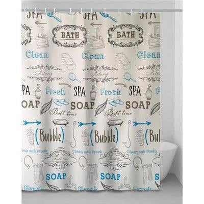 TENDA DOCCIA LETTERS - IN VINILE + ANELLI CM 120X200- 2 pezzi