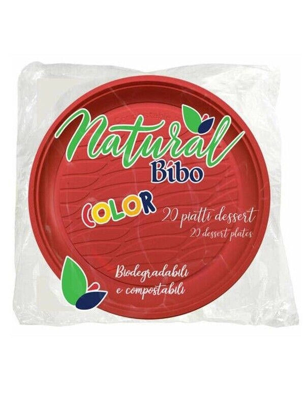 BIBO PIATTI DA DESSERT IN BIOPLASTICA D17 CM CONFEZIONE DA 20 PZ ROSSI