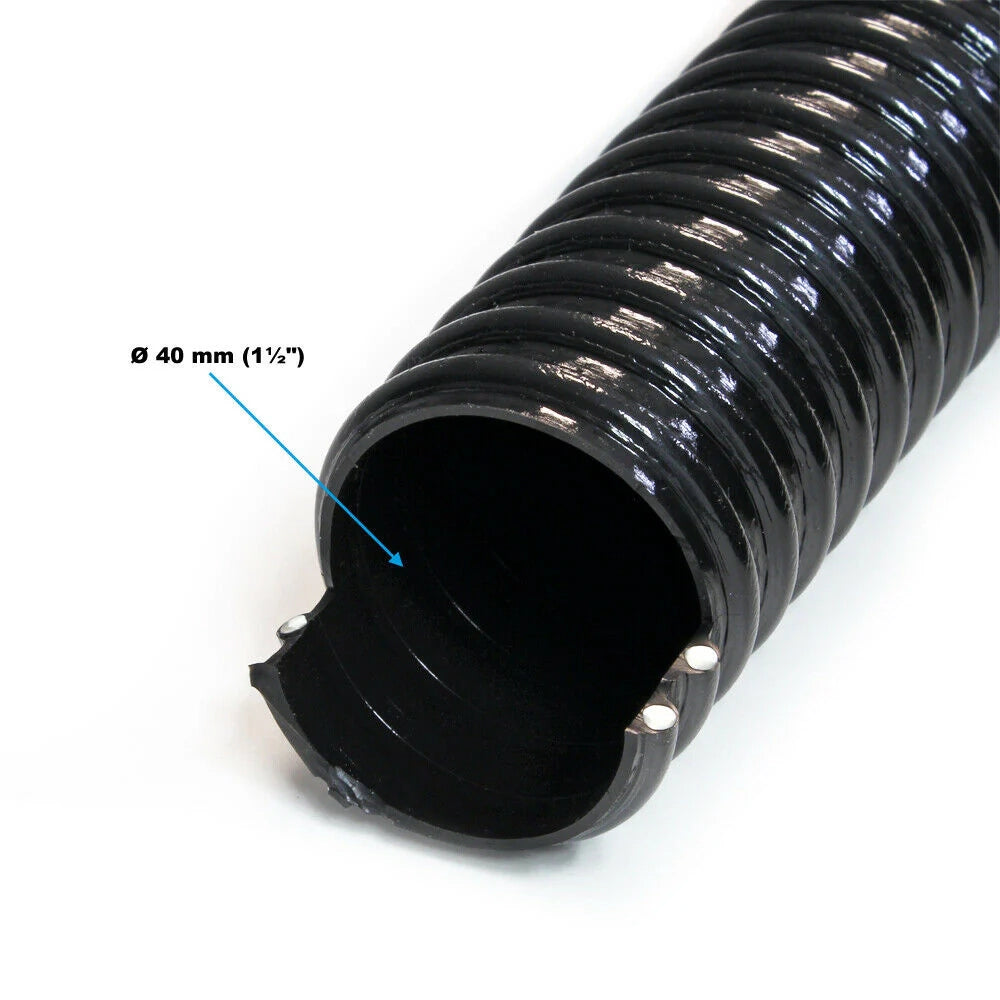 Tubo flessibile a spirale per laghetto da 5 m diametro 40 mm (1 1/2") tubo di aspirazione per laghetto koi nero nero 16_0001600
