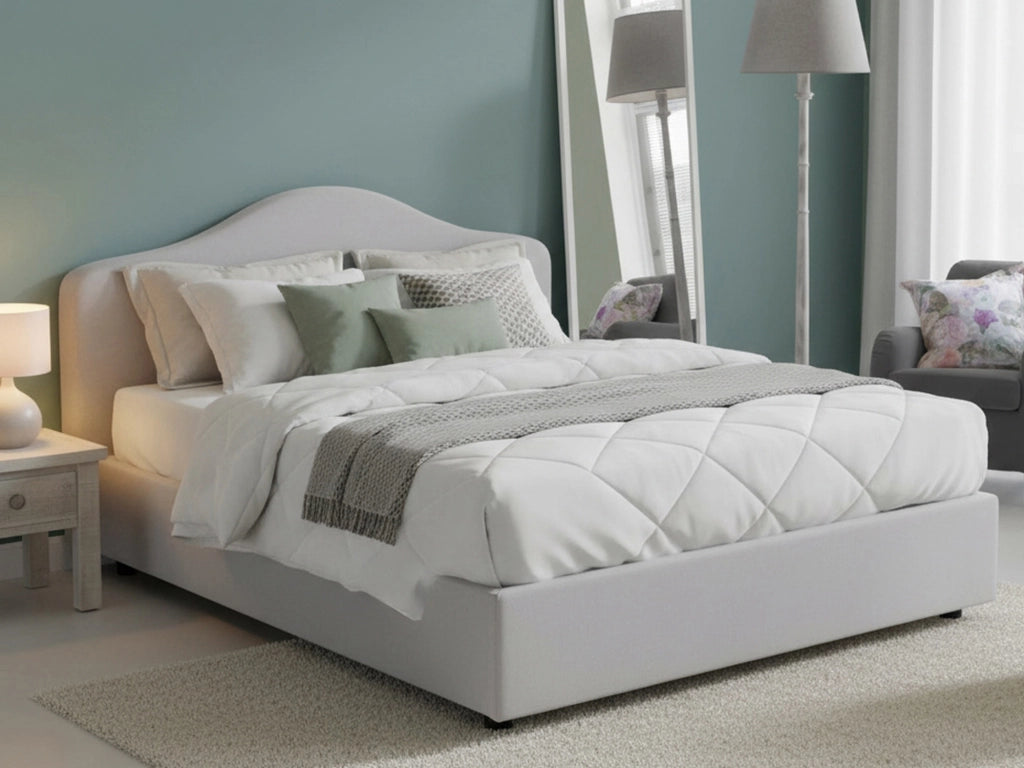 Letto Matrimoniale Abigael, Letto Matrimoniale Sfoderabile Made in Italy, Bianco