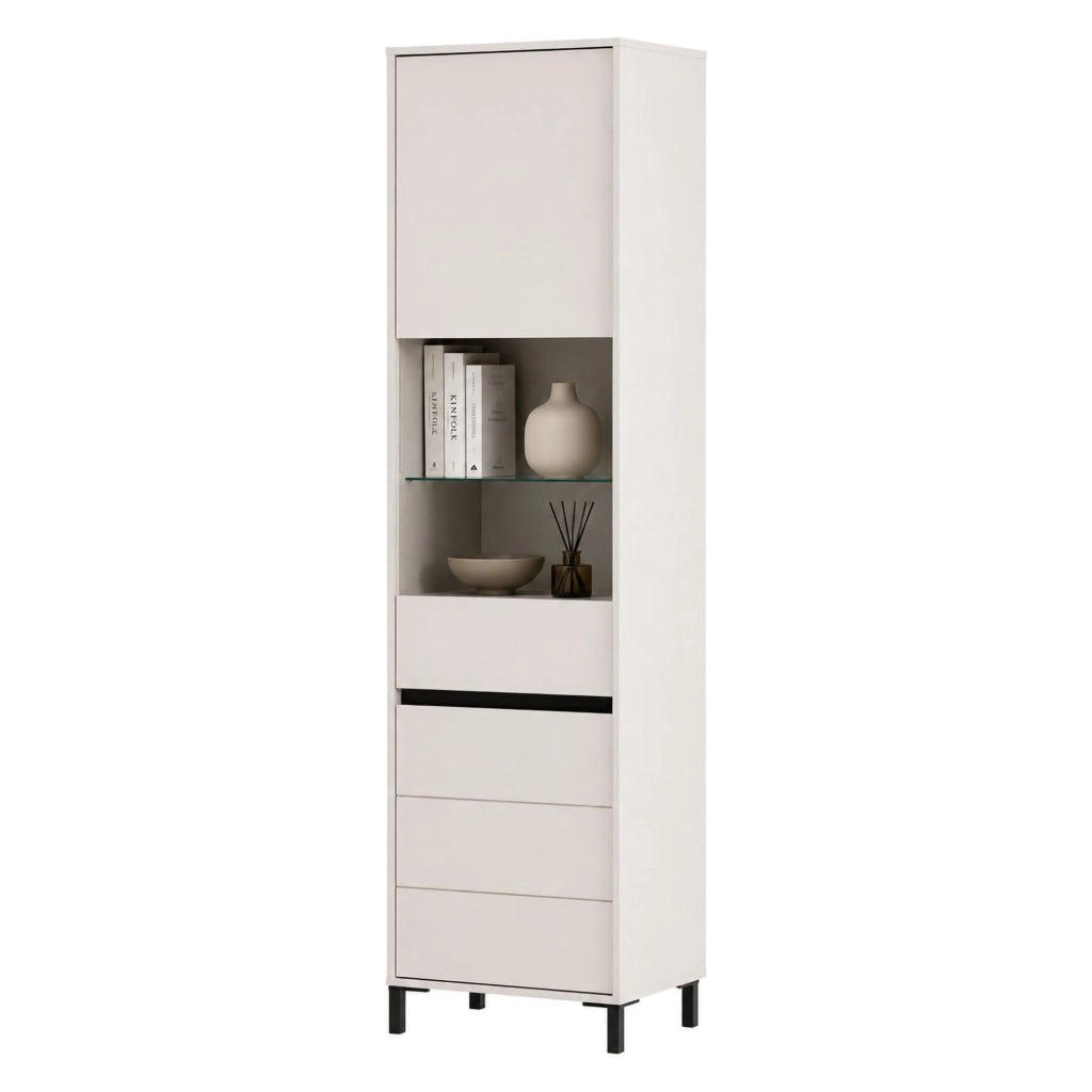 Mobile Espositore Ovodda, Vetrina 4 Ripiani, 55x40x193h cm Bianco Crema
