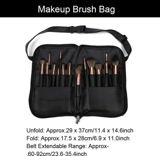 Organizzatore per trucco portatile - 24 cassette - Disegno regolabile - Materiale PU di alta qualità - Protezione per pennelli - Confezione comoda - Organizzatore per trucco