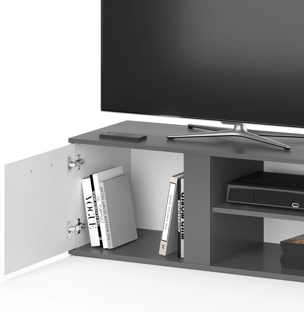 Mobile tv Novelli, Antracite, 155 x 41 cm, per l'utilizzo come mobile TV con più ripiani