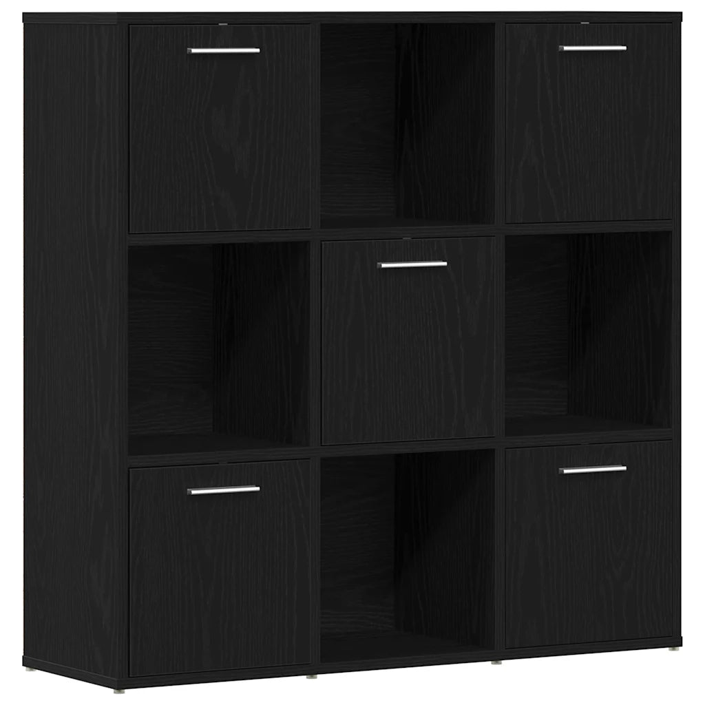 Libreria-Scaffale per Libri-Mobile di Stoccaggio Rovere Nero 90x28x90 cm in Legno Multistrato