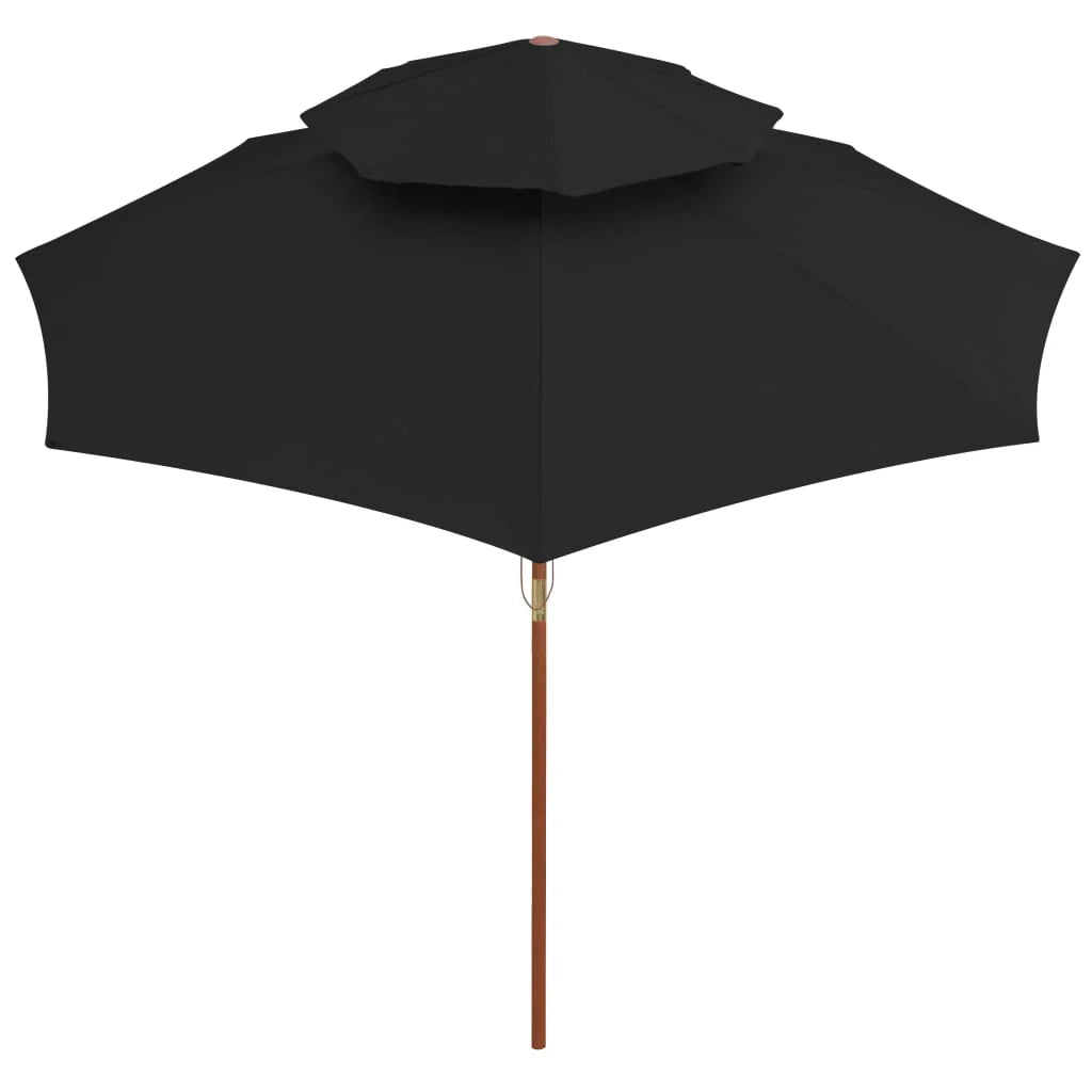 Ombrellone doppio con palo in legno 270 cm nero 02_0008442