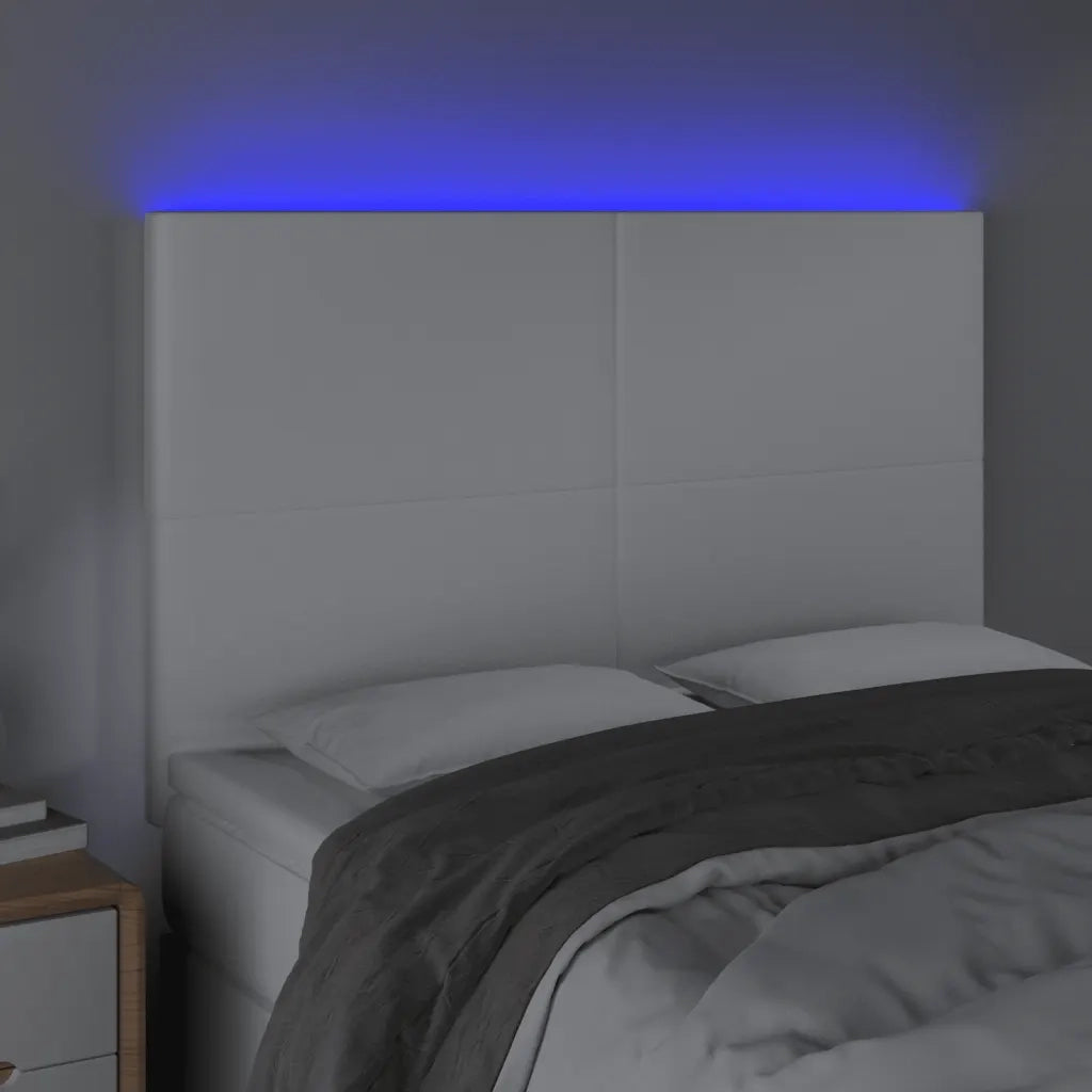 Testiera | Testata a LED Bianco 144x5x118/128 cm in Similpelle
