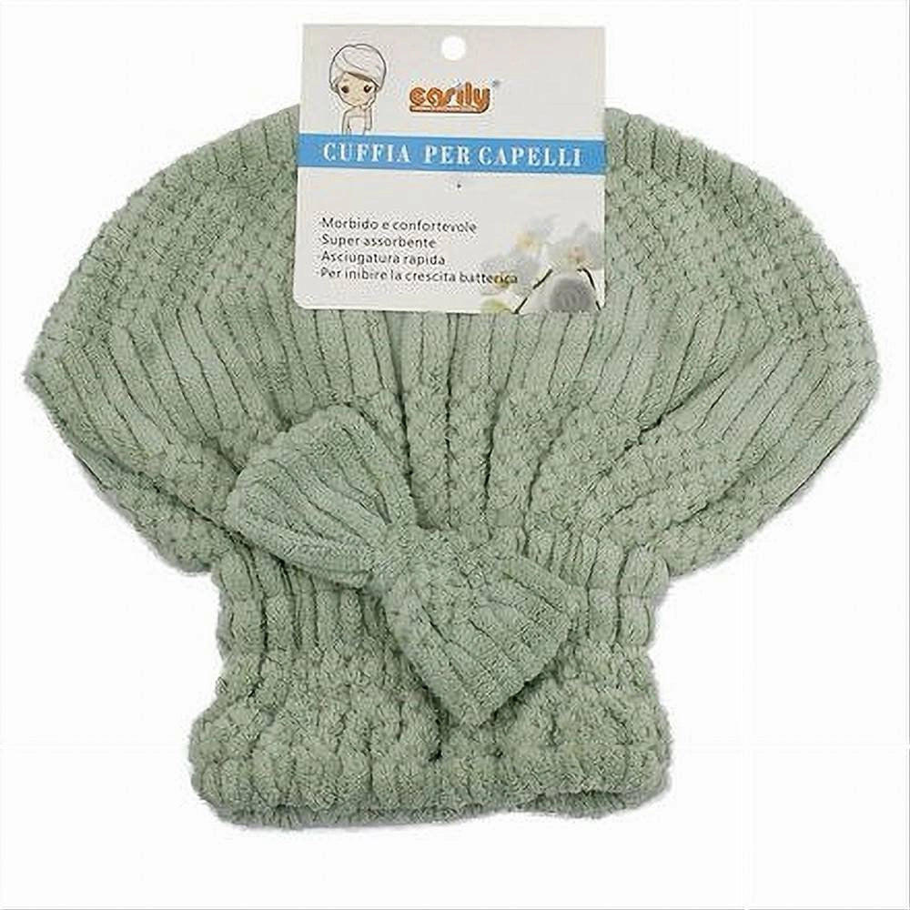 Trade Shop - Cuffia Asciuga Capelli Asciugamano Doccia Morbido Assorbente Fiocco Verde 79626 -
