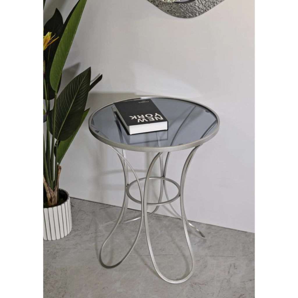 Tavolino VKH564, Argento, Metallo, 56x56x68 cm