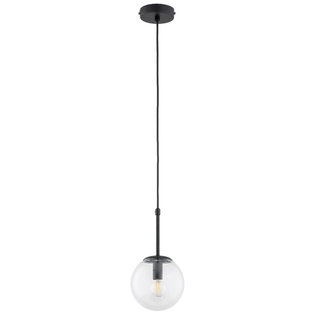 Lampada a sospensione Sebia nera vetro sfera E14 Alfa