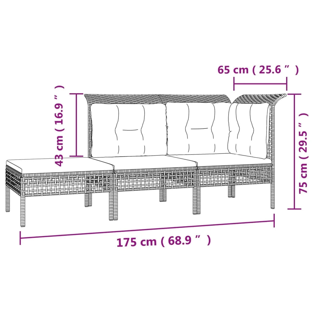 Set di mobili da giardino mobili da esterno set da 8 pezzi con cuscini resina intrecciata grigia 02_0017629