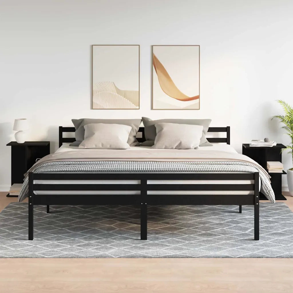 Comodini 2 pz-Set di 2 Tavolino da notte Rovere Nero 46,5x29x61 cm in Legno Multistrato