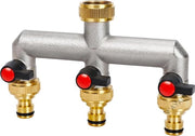 Distributore di acqua 3 vie, distributore acqua 3/4 pollici con connessore in rame, tubo irrigatore con adattatore 3/4 pollici, valvola per irrigazione esterna per grandi giardini.