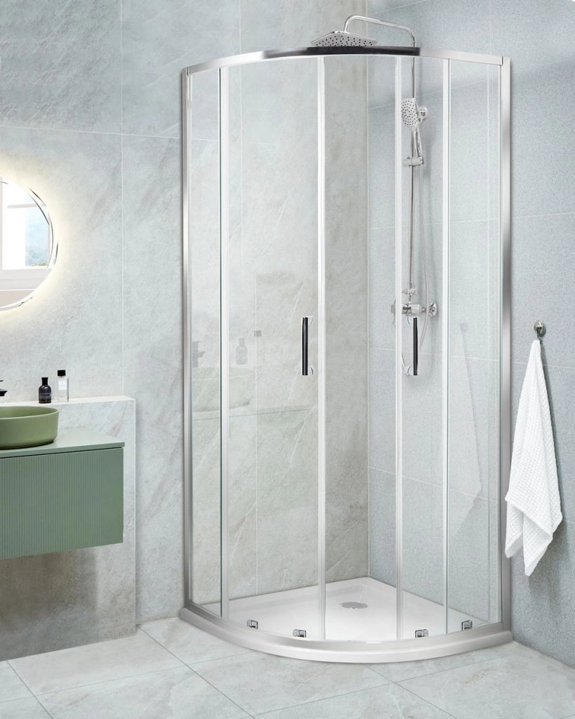 Box Doccia Semicircolare Vetro Temperato Doppia Porta argento 80 x 80 x 185 cm bagno