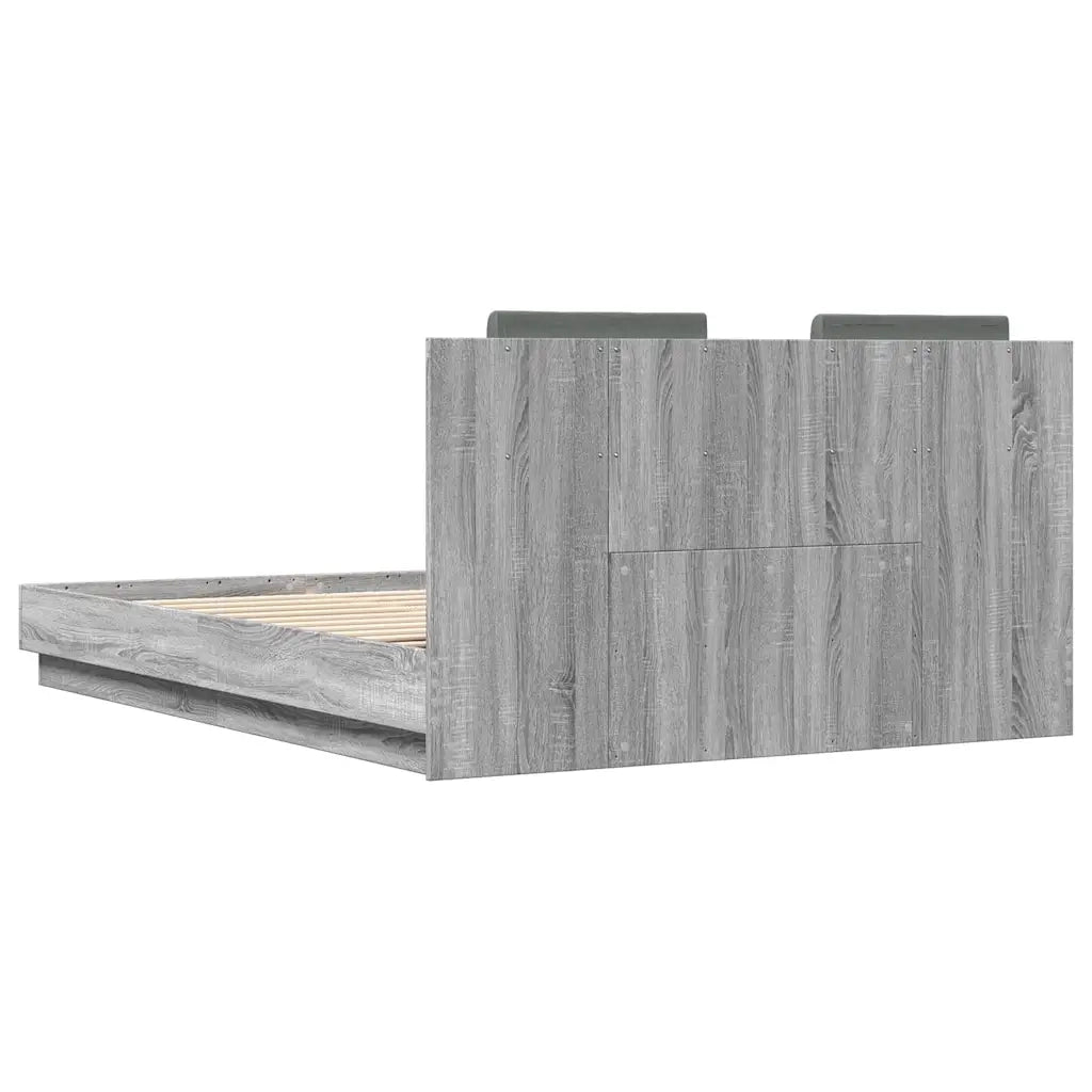 Giroletto con Testiera e LED Grigio Sonoma 150x200 cm 3210008