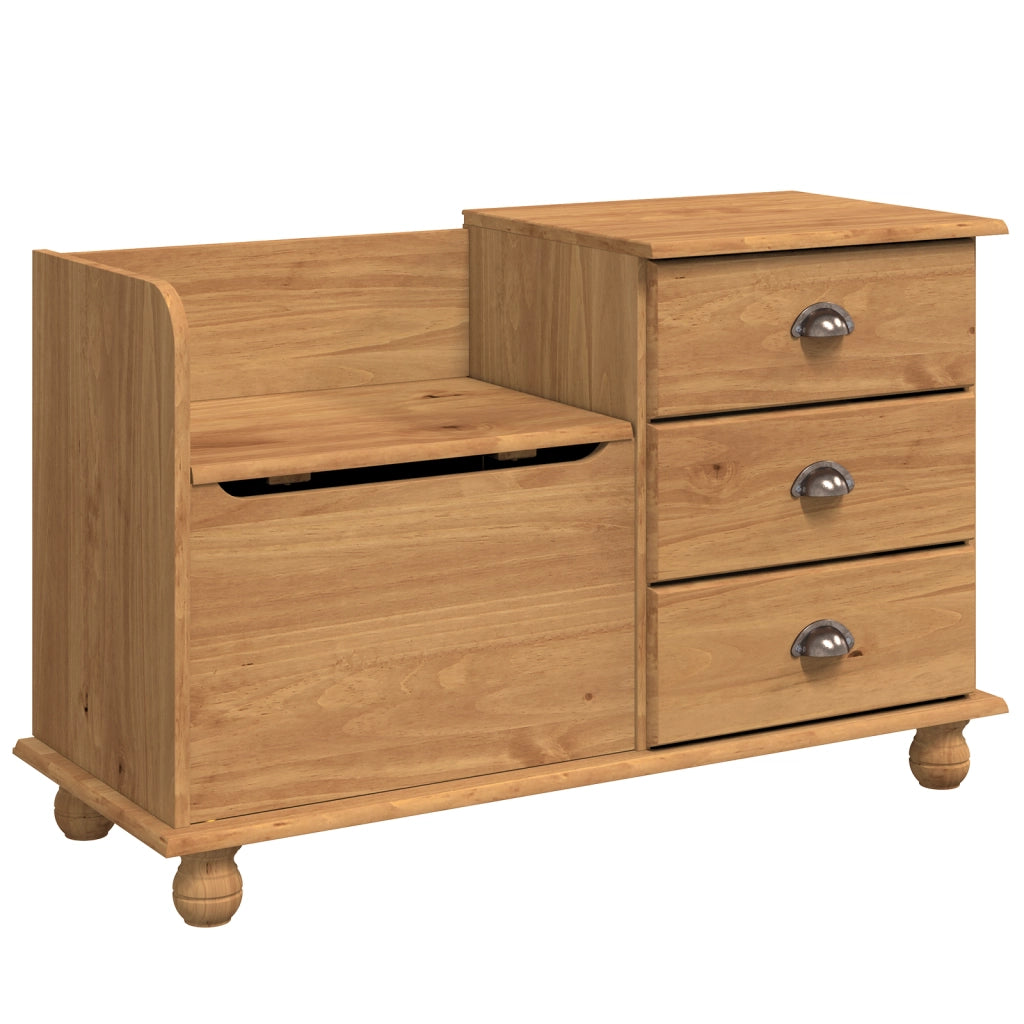 Panchina di Stoccaggio "ASKIM" Marrone 100x39x62 cm Legno Massello Pino