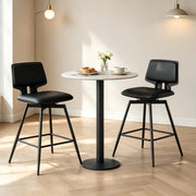 Sgabello da bar girevole a 2 pezzi con schienale in similpelle nera e struttura in metallo 45,5 × 45,5 × 89 cm