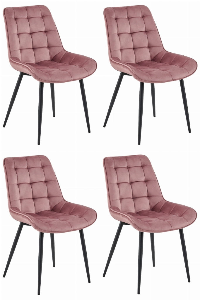 Sedia VALORA BERA - Velluto rosa scuro con gambe nere x 4