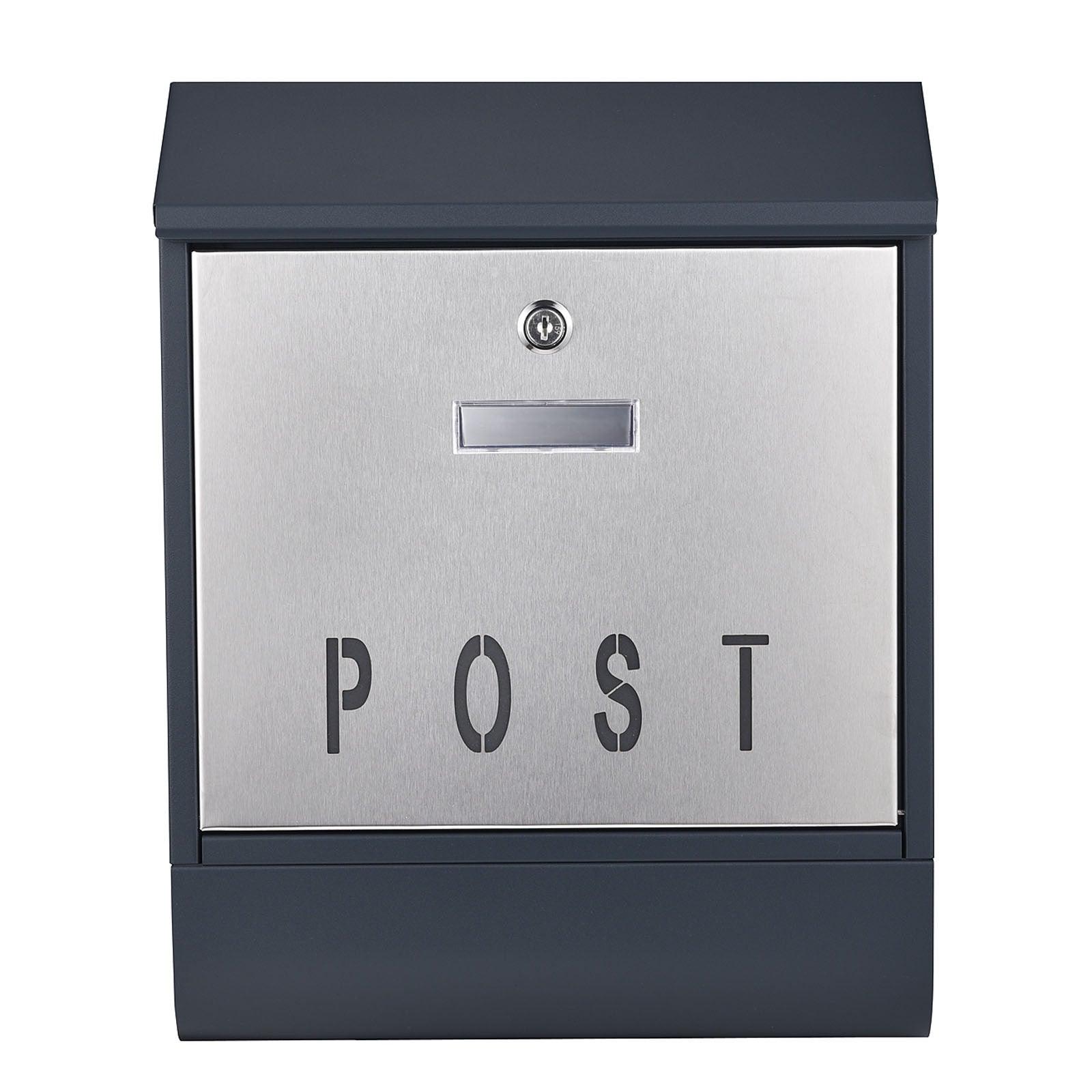 Cassetta postale di design porta giornali cassetta postale da parete di design 30 × 39 × 11 cm grigio 16_0000112