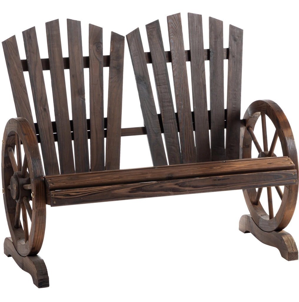 Panca da giardino rustica a 2 posti 108x66x95 cm in legno di abete; marrone scuro